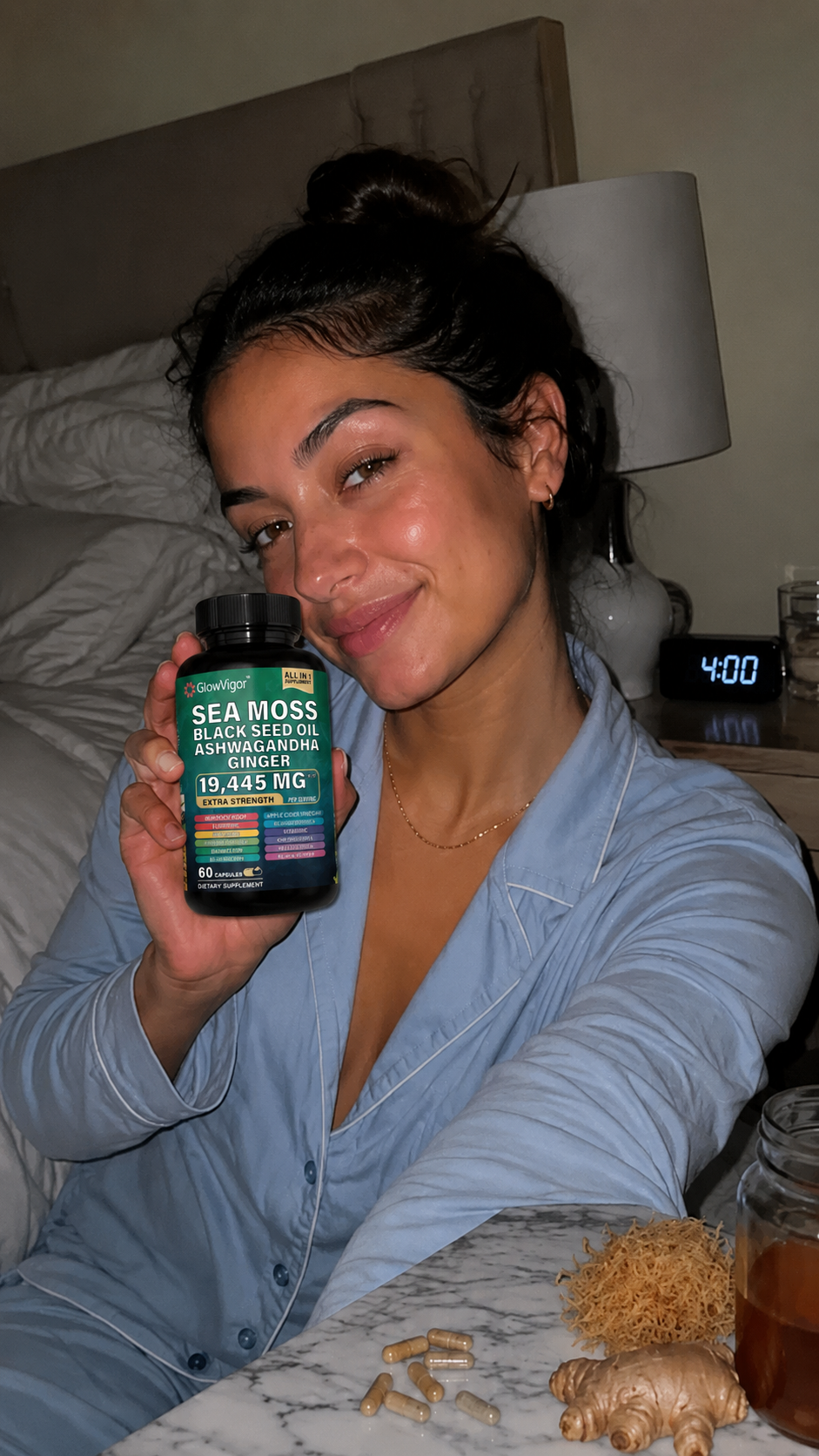 GlowVigor Sea Moss + Black Seed Oil + Ashwagandha + Ginger Fórmula Premium